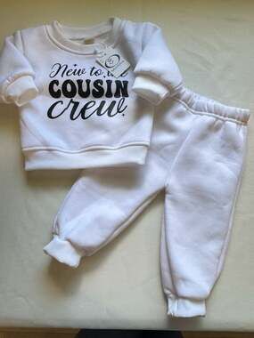 Cousin Crew Baby Outfit Set Sweatshirt Jogger Pants Neutral New 3-6M